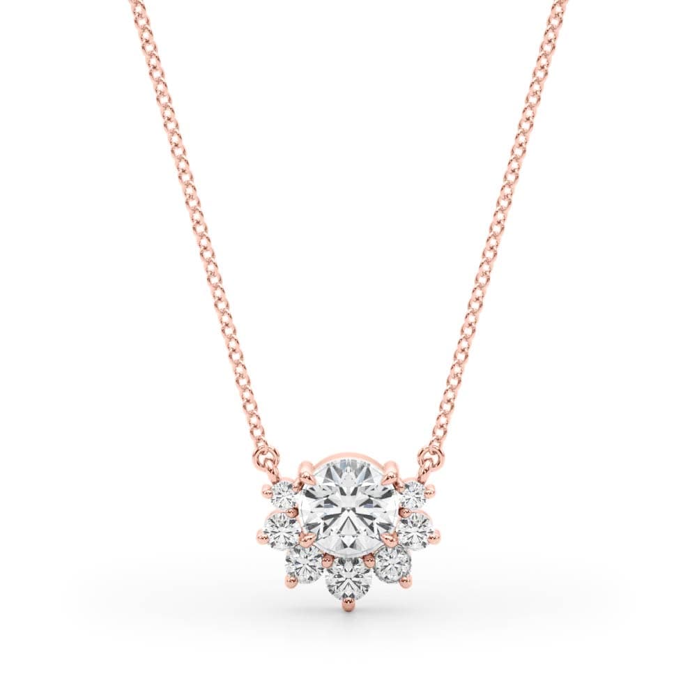 Prong Set Fashion Necklaces (1/8 ct. tw.), Front view in rose gold