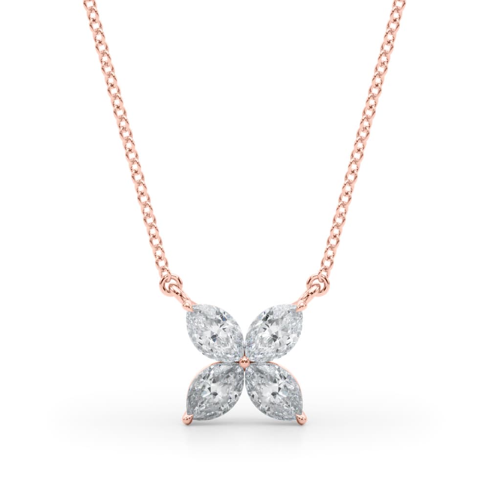 Marquise Flower Pendants (0.28 ct. tw.), Front view in rose gold