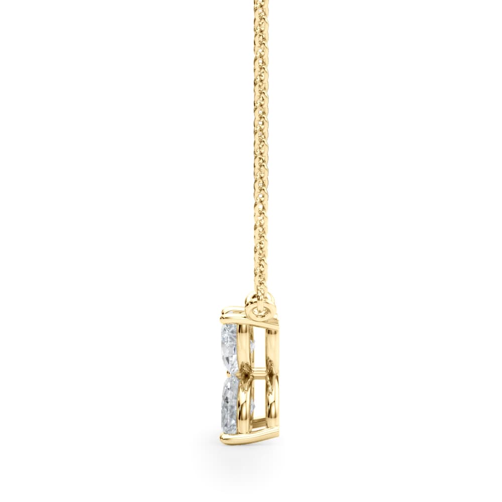 Marquise Flower Pendants (0.28 ct. tw.), Side view in yellow gold