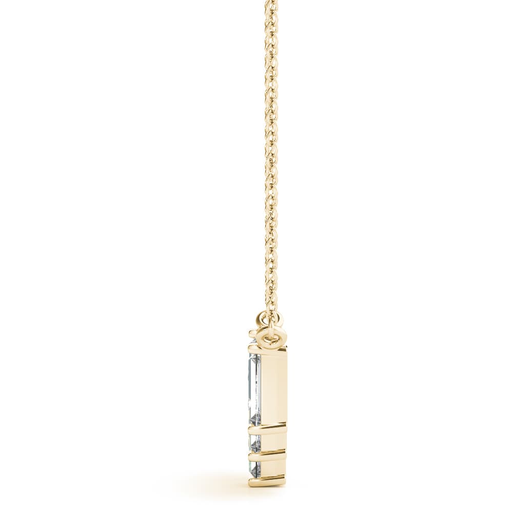 Alternating Lab-Grown Diamond Baguette & Round Curved Pendant (2/3 ct. tw.), Side view in yellow gold
