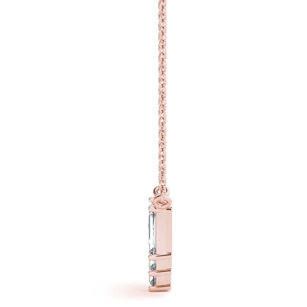 Alternating Lab-Grown Diamond Baguette & Round Curved Pendant (2/3 ct. tw.), Side view in rose gold