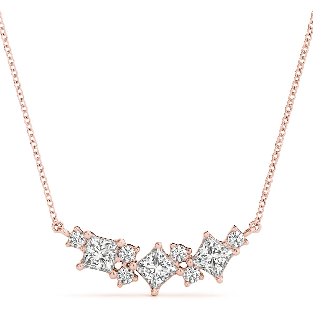 Cluster Bar Necklace (0.59 ct. tw.), Front view in rose gold
