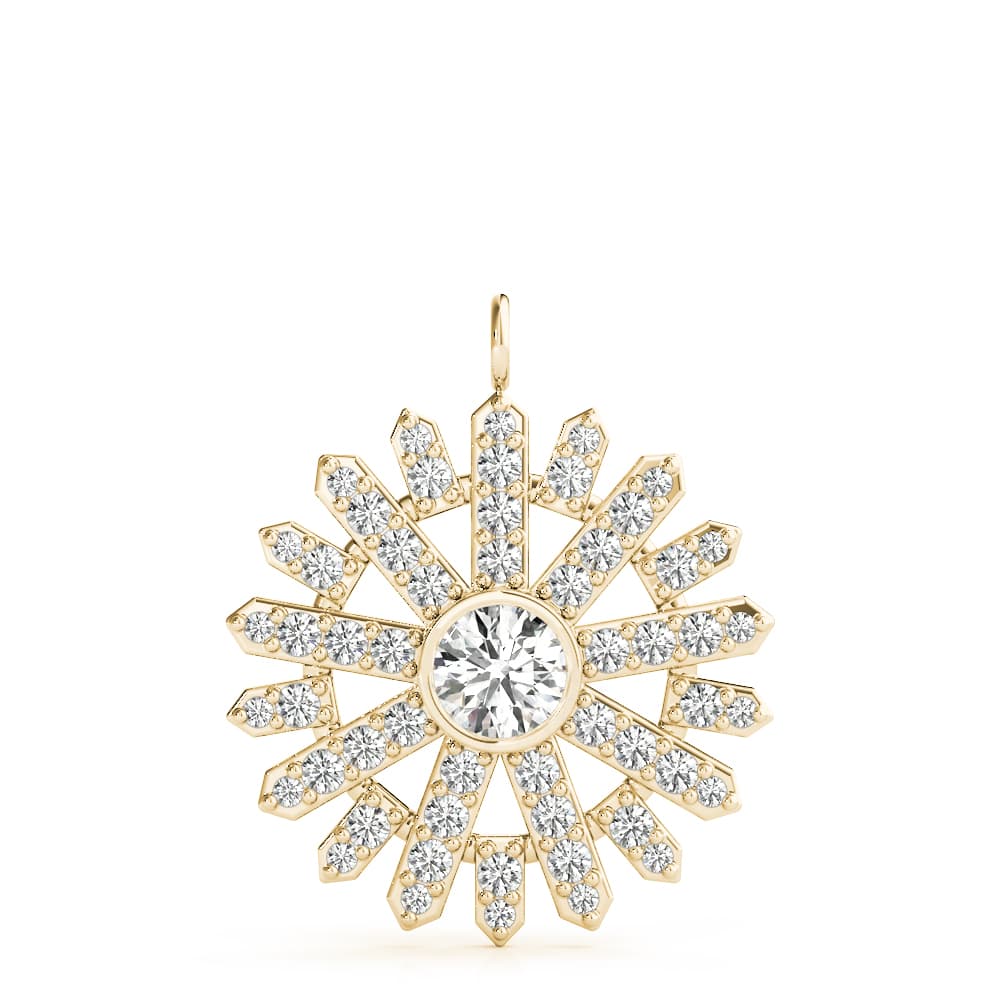 Starburst Bezel Set Pendant Necklace (0.43 ct. tw.), On hand view in yellow gold