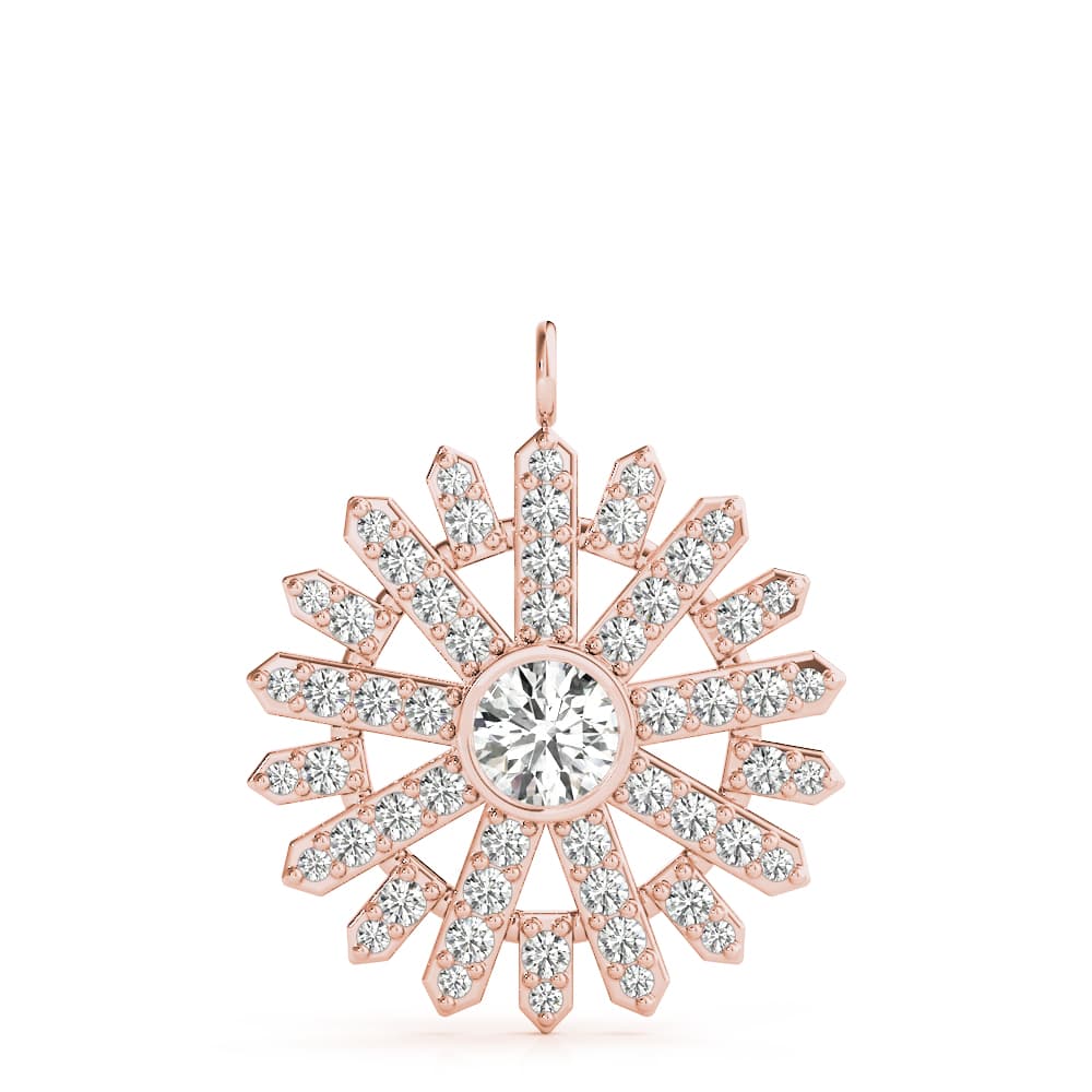 Starburst Bezel Set Pendant Necklace (0.43 ct. tw.), On hand view in rose gold