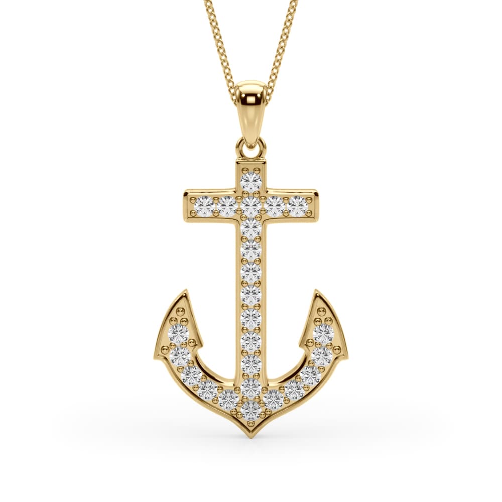 Anchor Pendant (3/8 ct. tw.), Front view in yellow gold