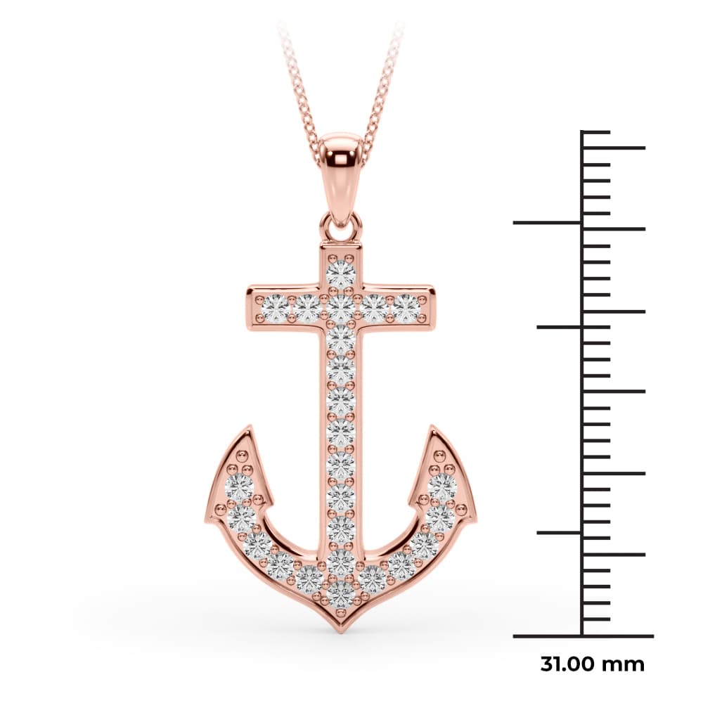 Anchor Pendant (3/8 ct. tw.), On hand view in rose gold