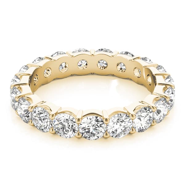 .35 Pt Round Prong Eternity (5.95 ct. tw.), On hand view in yellow gold