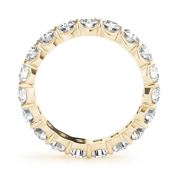 .35 Pt Round Prong Eternity (5.95 ct. tw.), Side view in yellow gold