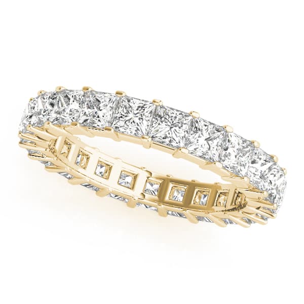 2.5mm Sq Prong Eternity (3 ct. tw.), Front view in yellow gold