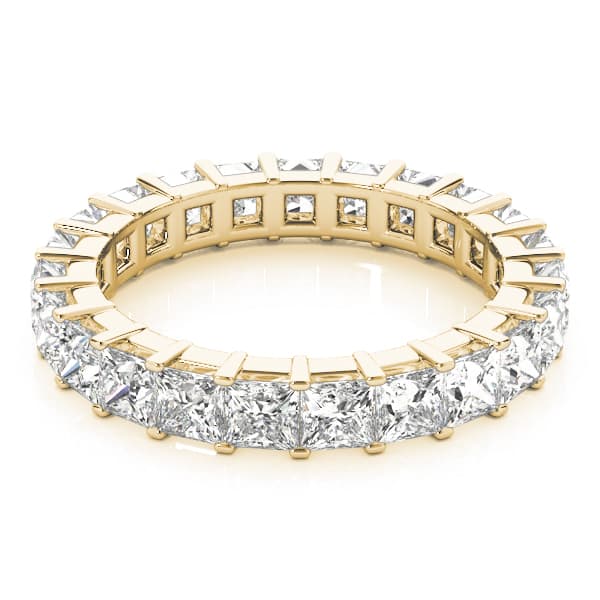 2.5mm Sq Prong Eternity (3 ct. tw.), On hand view in yellow gold