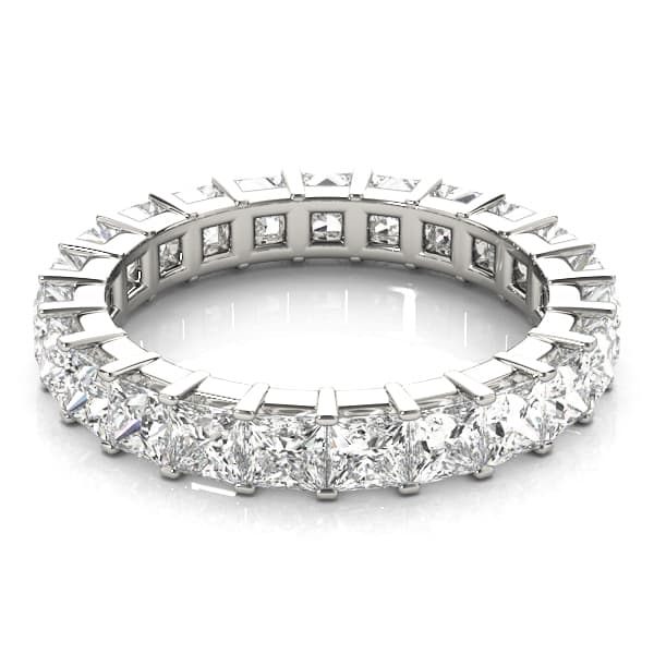 2.5mm Sq Prong Eternity (3 ct. tw.), On hand view in white gold or platinum