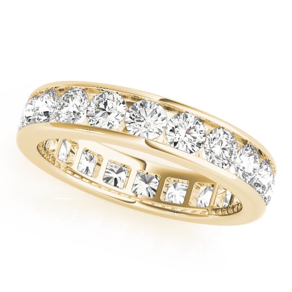 .15 Pt Round Channel Eternity (4 ct. tw.), Front view in yellow gold
