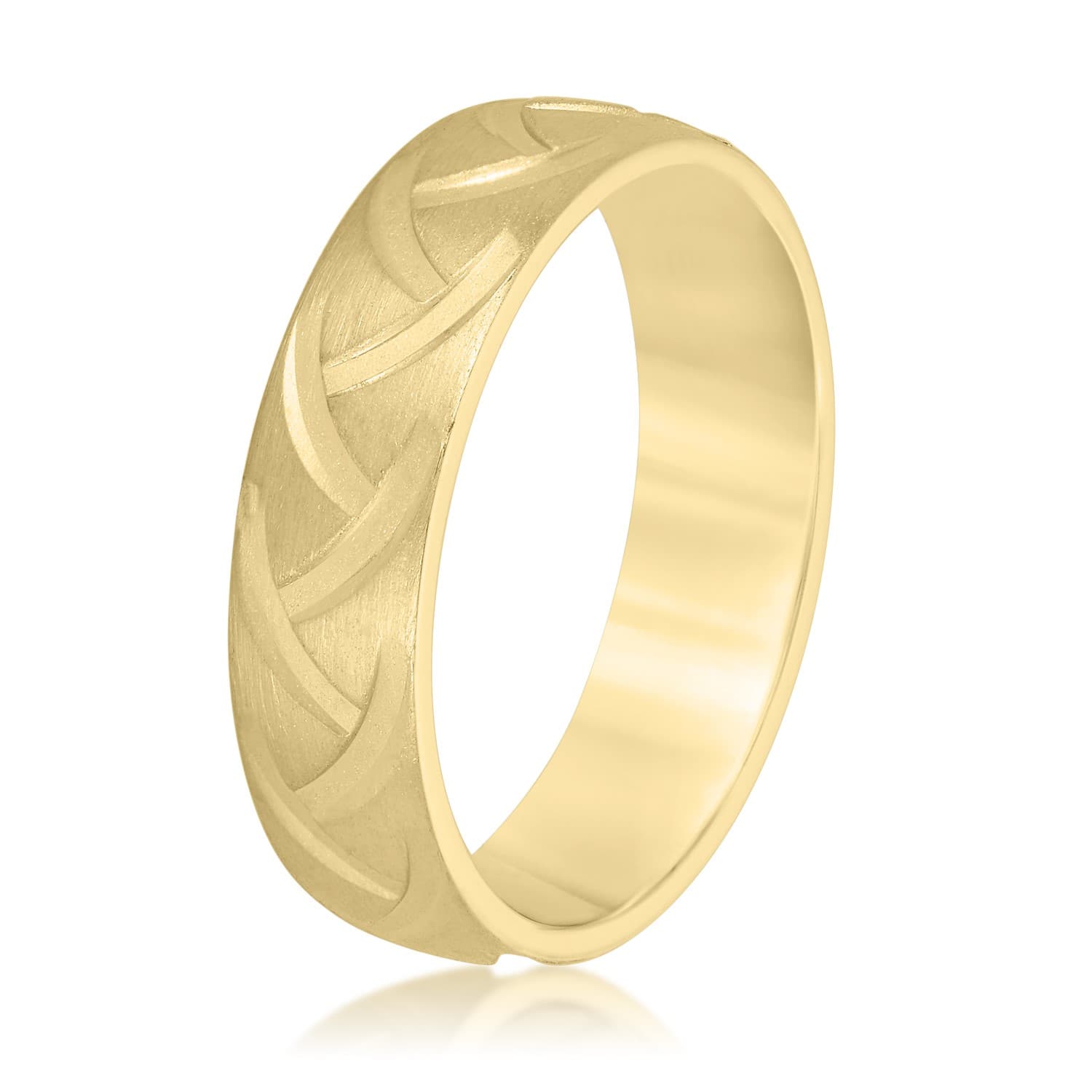 8mm Light Weight Men's Band, Side view in yellow gold