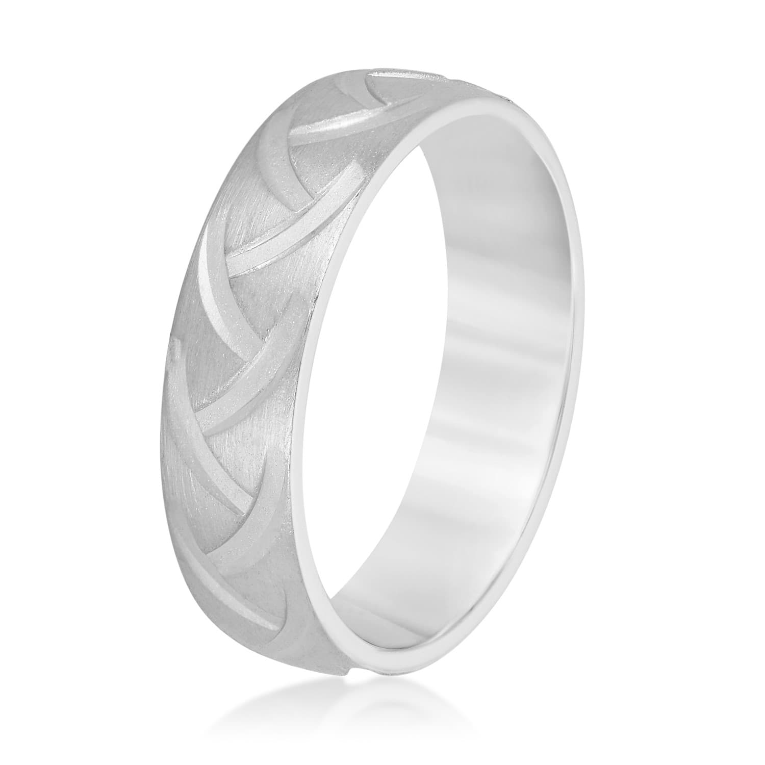 8mm Light Weight Men's Band, Side view in white gold or platinum