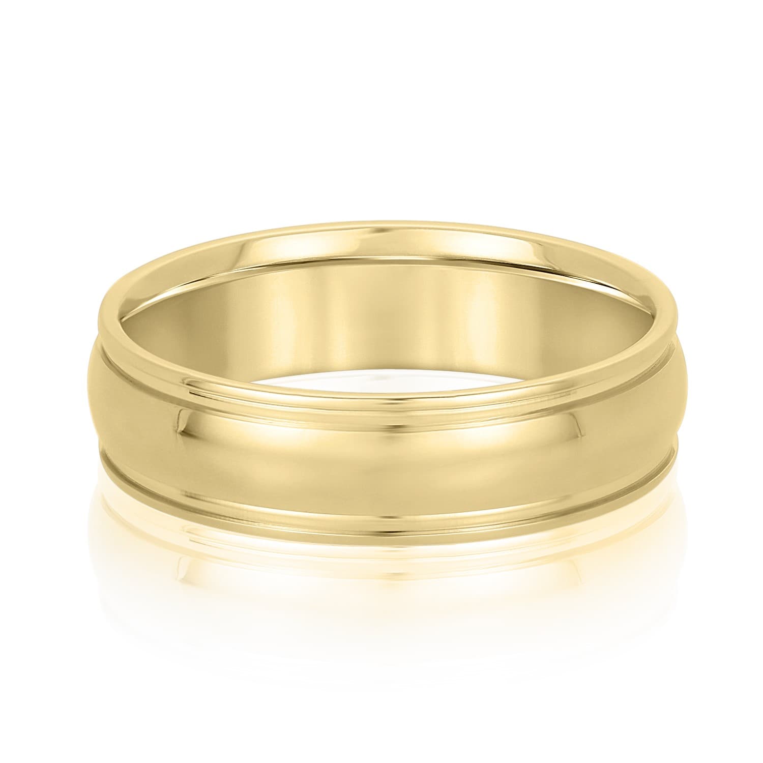 6mm Light Weight Men's Band, Front view in yellow gold