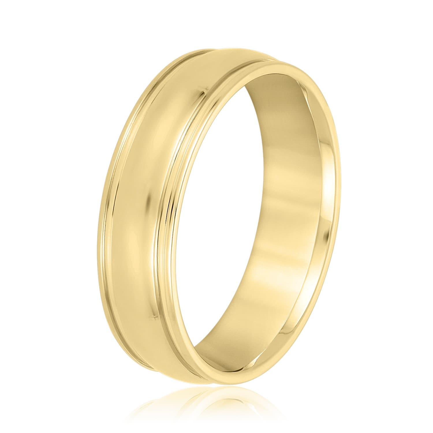 6mm Light Weight Men's Band, Side view in yellow gold
