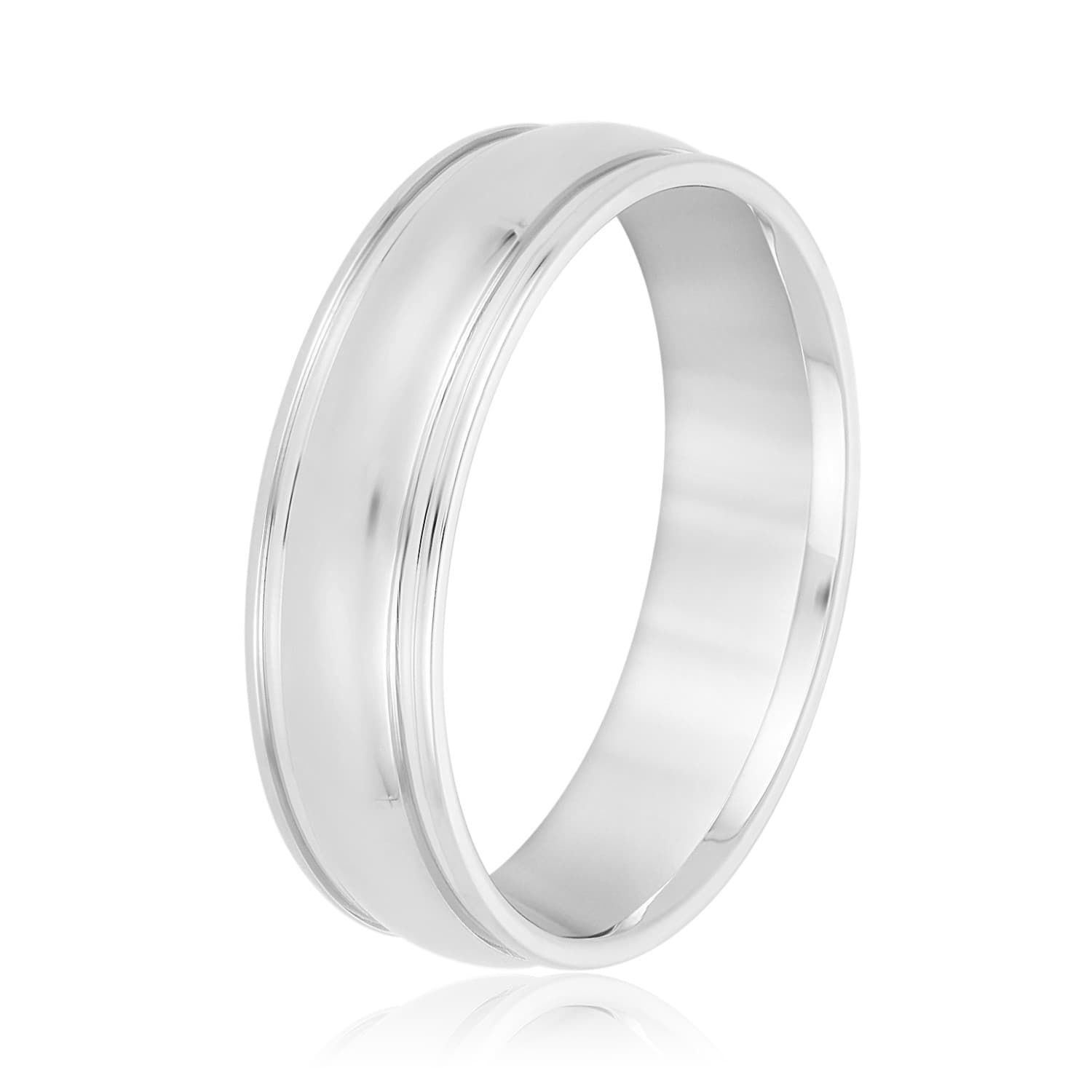 7mm Light Weight Men's Band, Side view in white gold or platinum