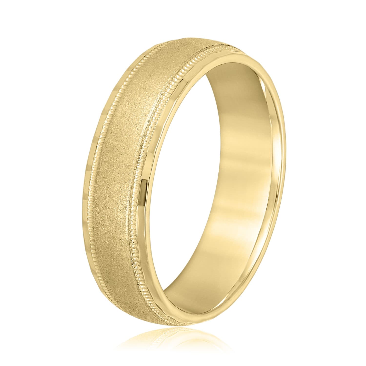 6mm Standard Weight Men's Band, Side view in yellow gold