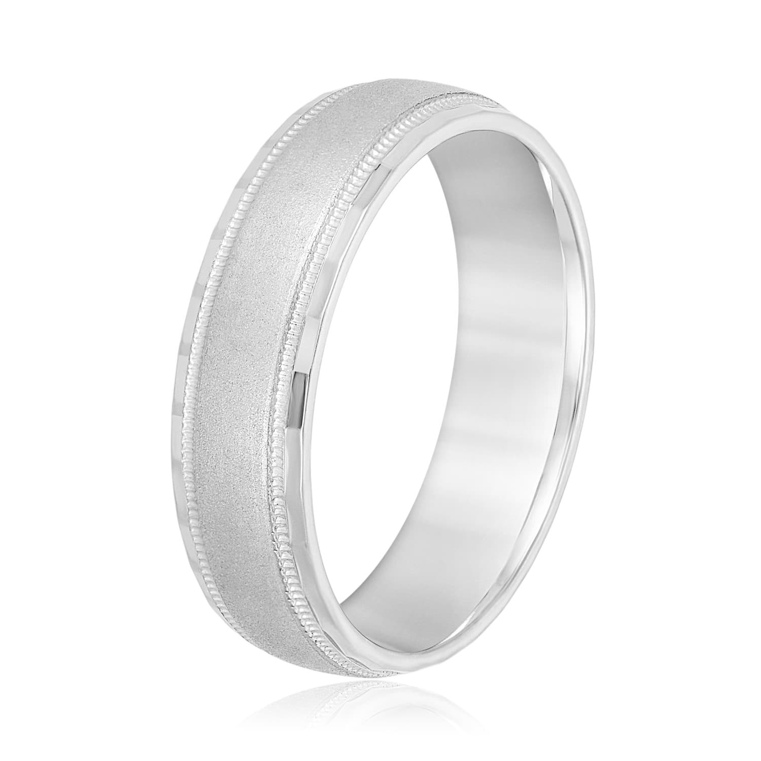6mm Standard Weight Men's Band, Side view in white gold or platinum