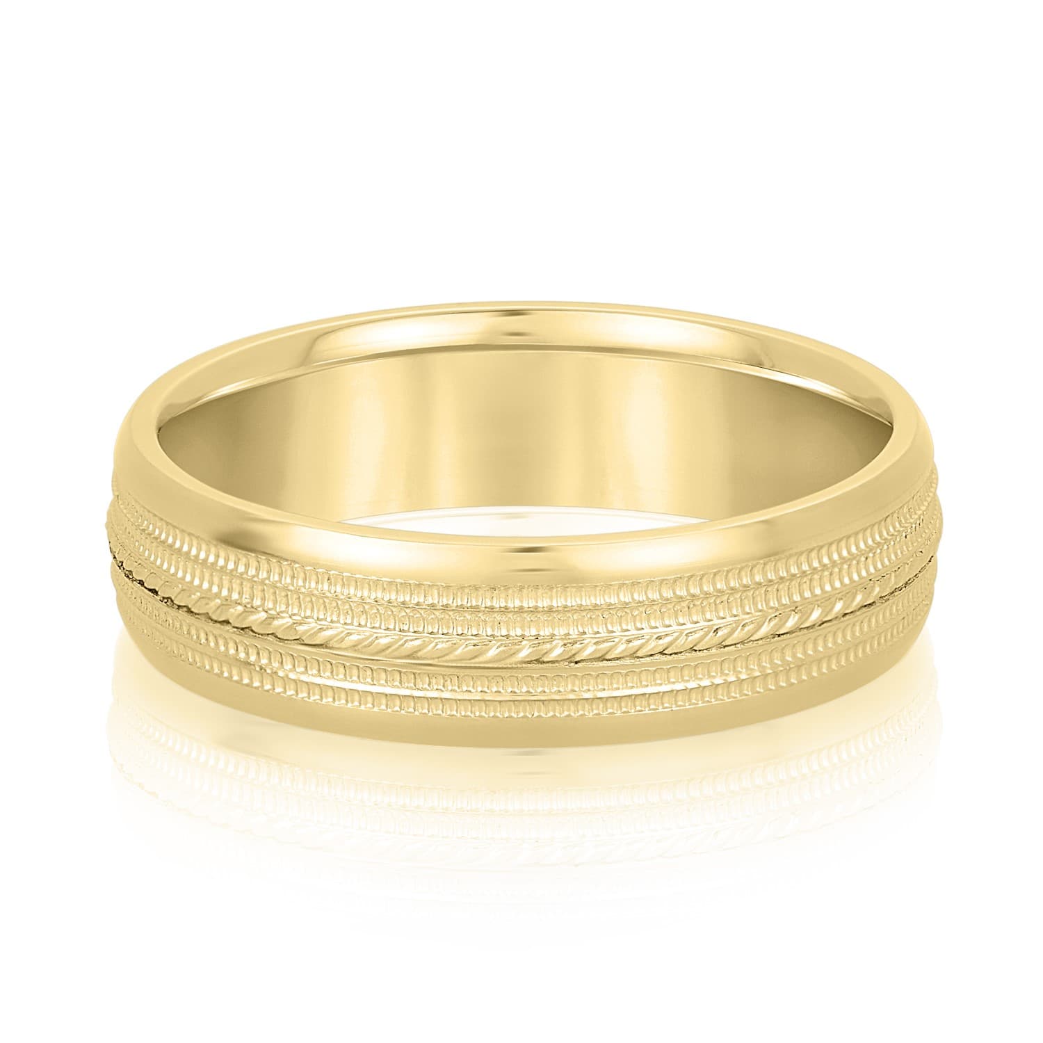 7mm Light Weight Men's Band, Front view in yellow gold
