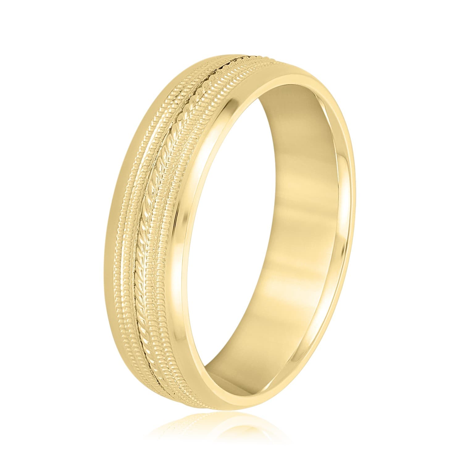 7mm Light Weight Men's Band, Side view in yellow gold