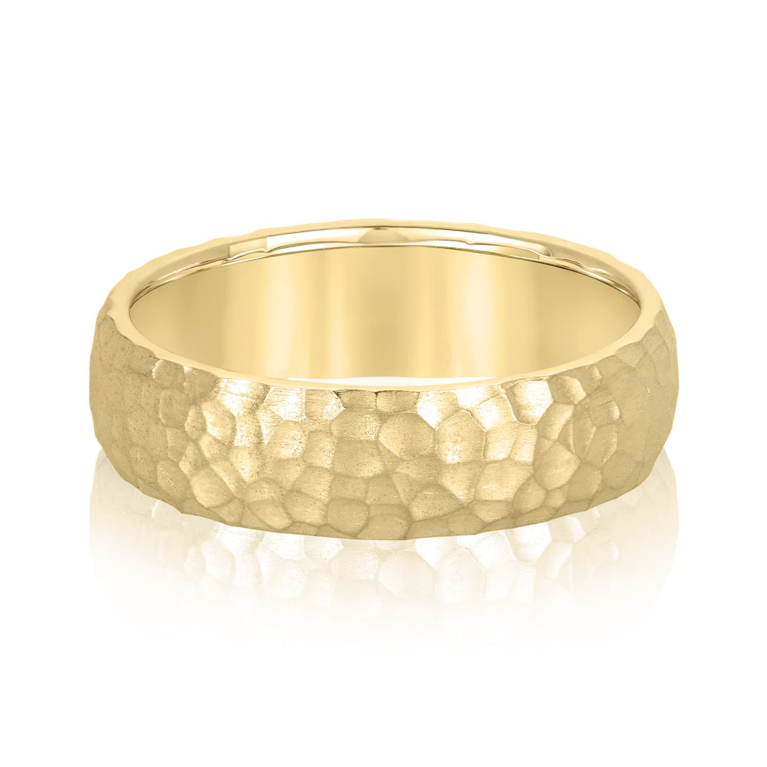 7mm Light Weight Men's Band, Front view in yellow gold