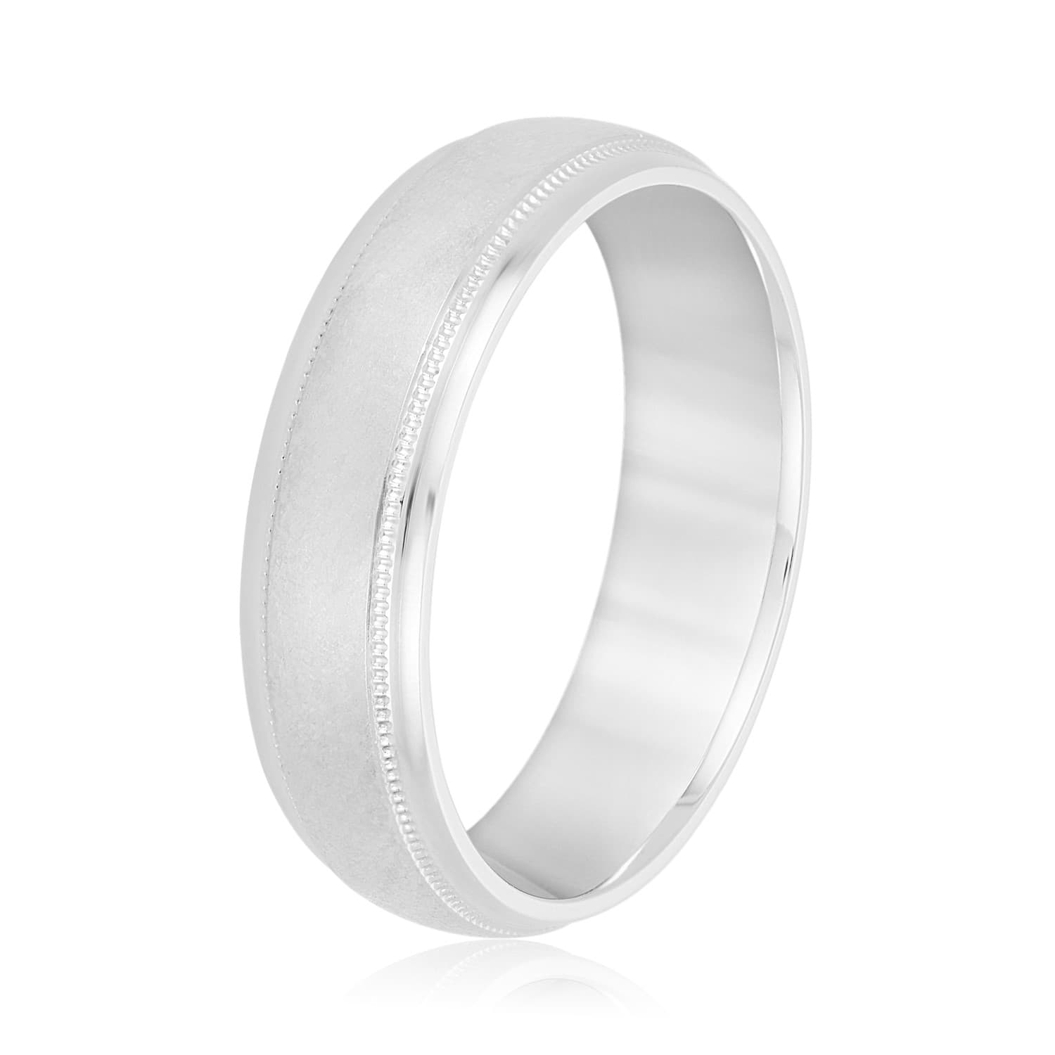 8mm Light Weight Men's Band, Side view in white gold or platinum