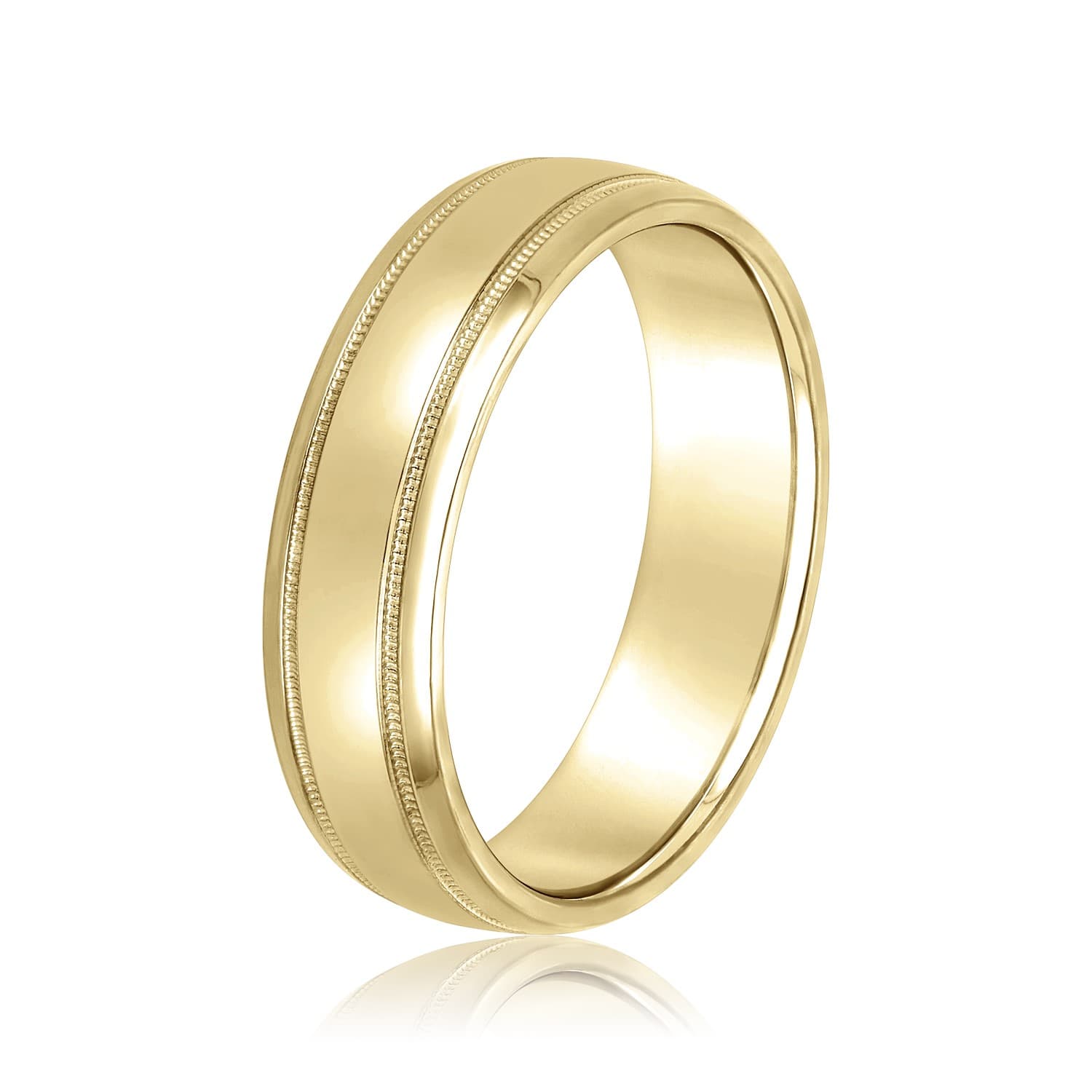 5mm Light Weight Men's Band, Side view in yellow gold