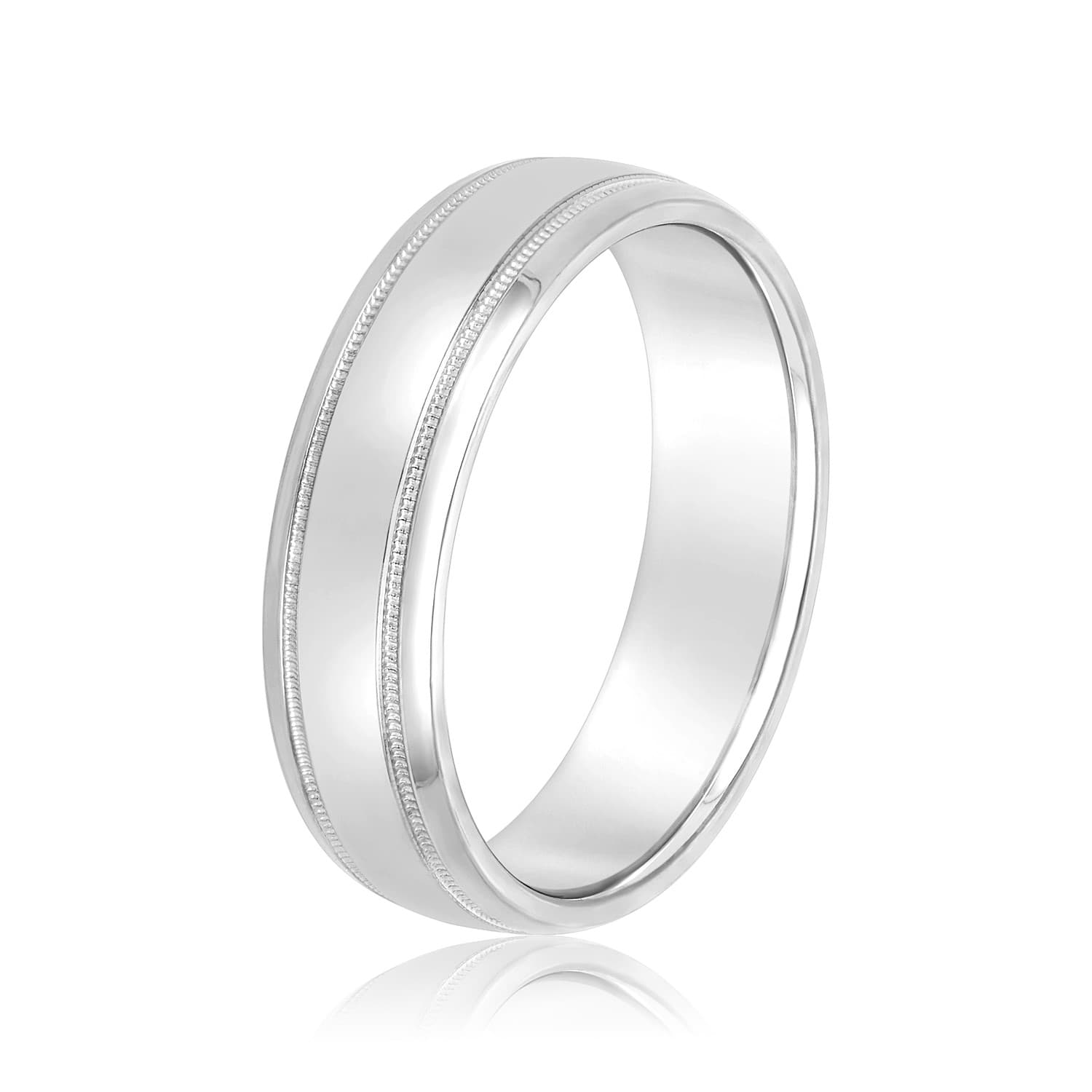 8mm Light Weight Men's Band, Side view in white gold or platinum