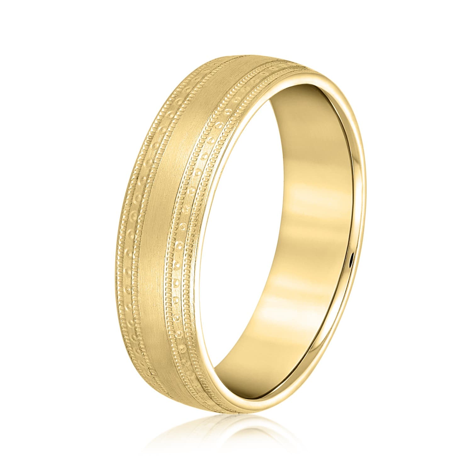 5mm Light Weight Men's Band, Side view in yellow gold