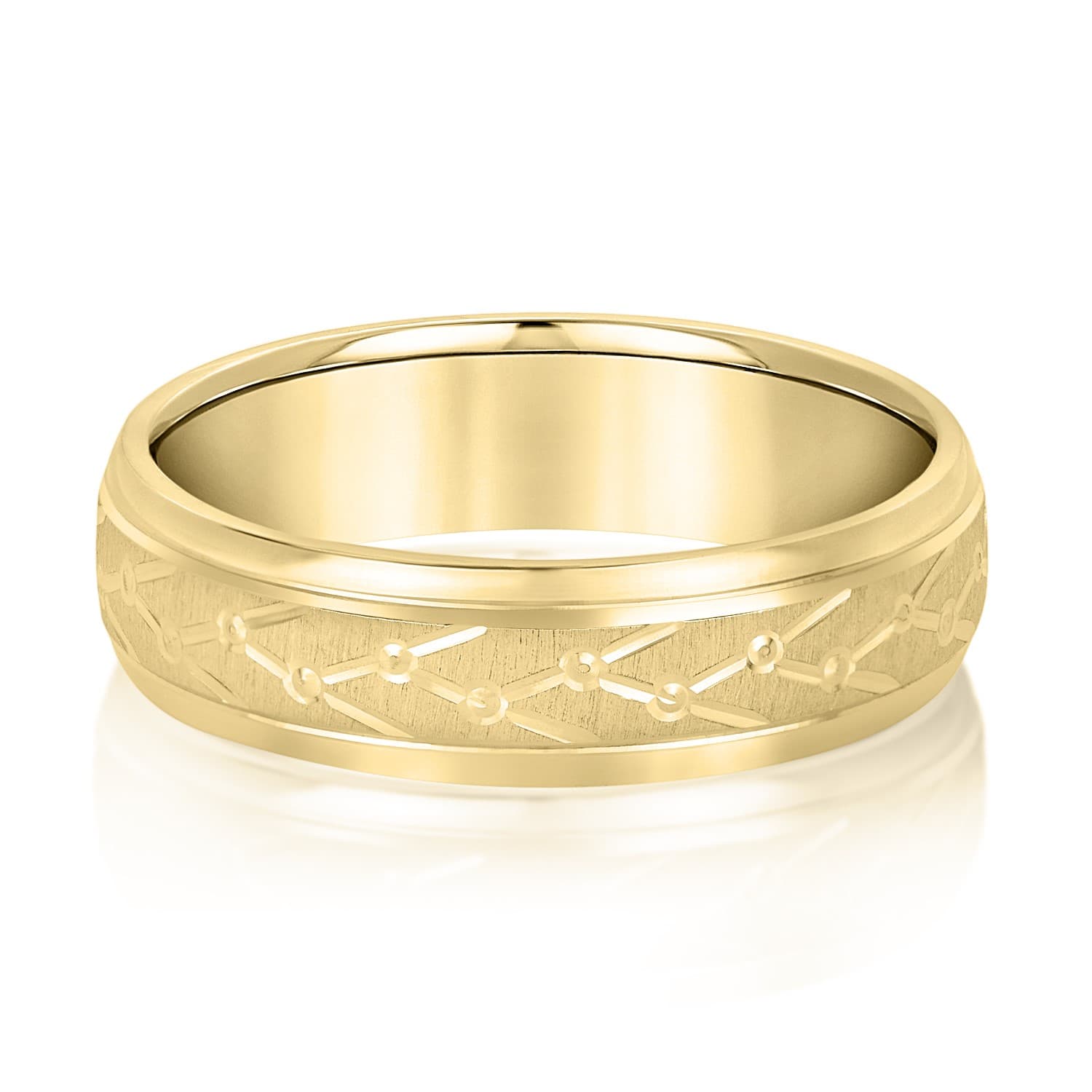 6mm Light Weight Men's Band, Front view in yellow gold