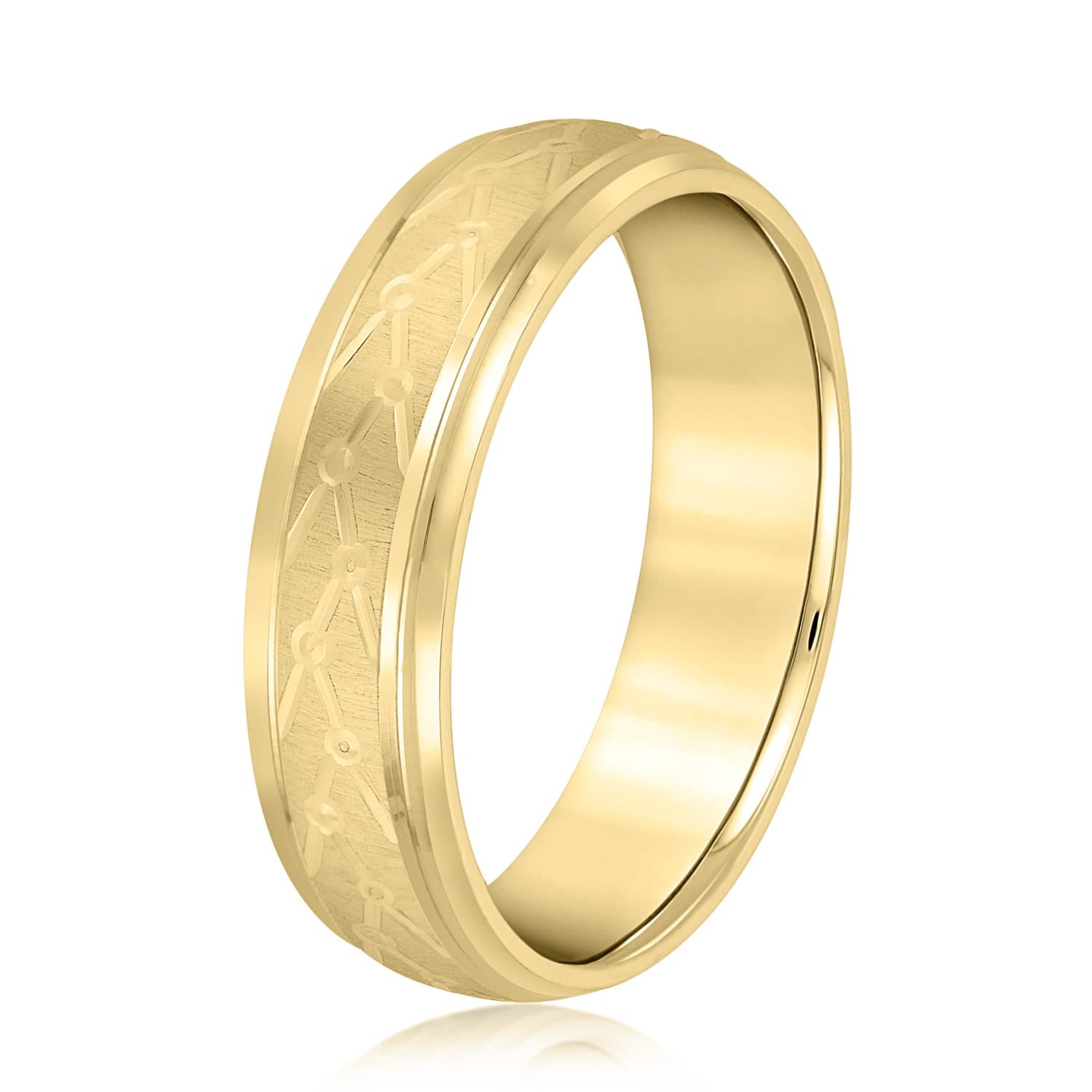 6mm Light Weight Men's Band, Side view in yellow gold