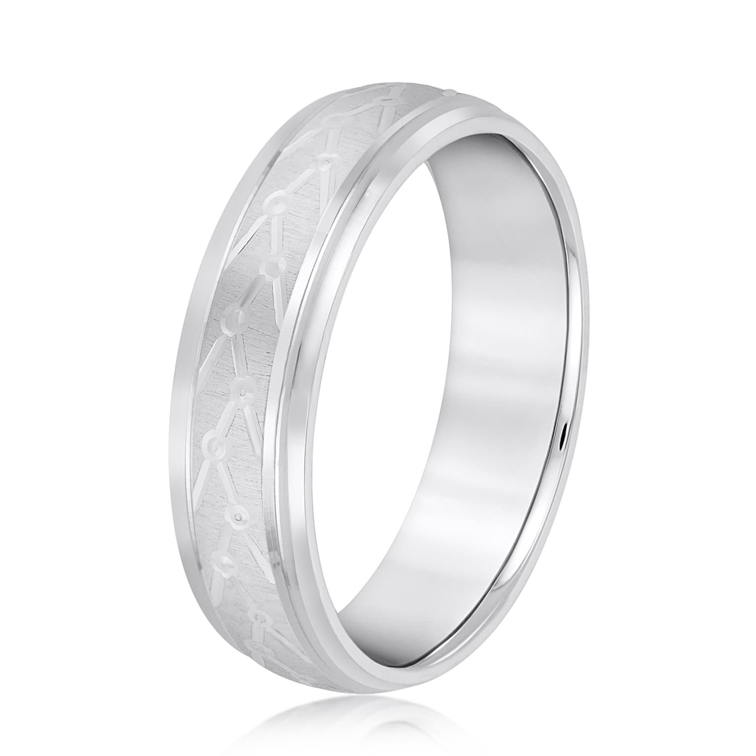 5mm Light Weight Men's Band, Side view in white gold or platinum