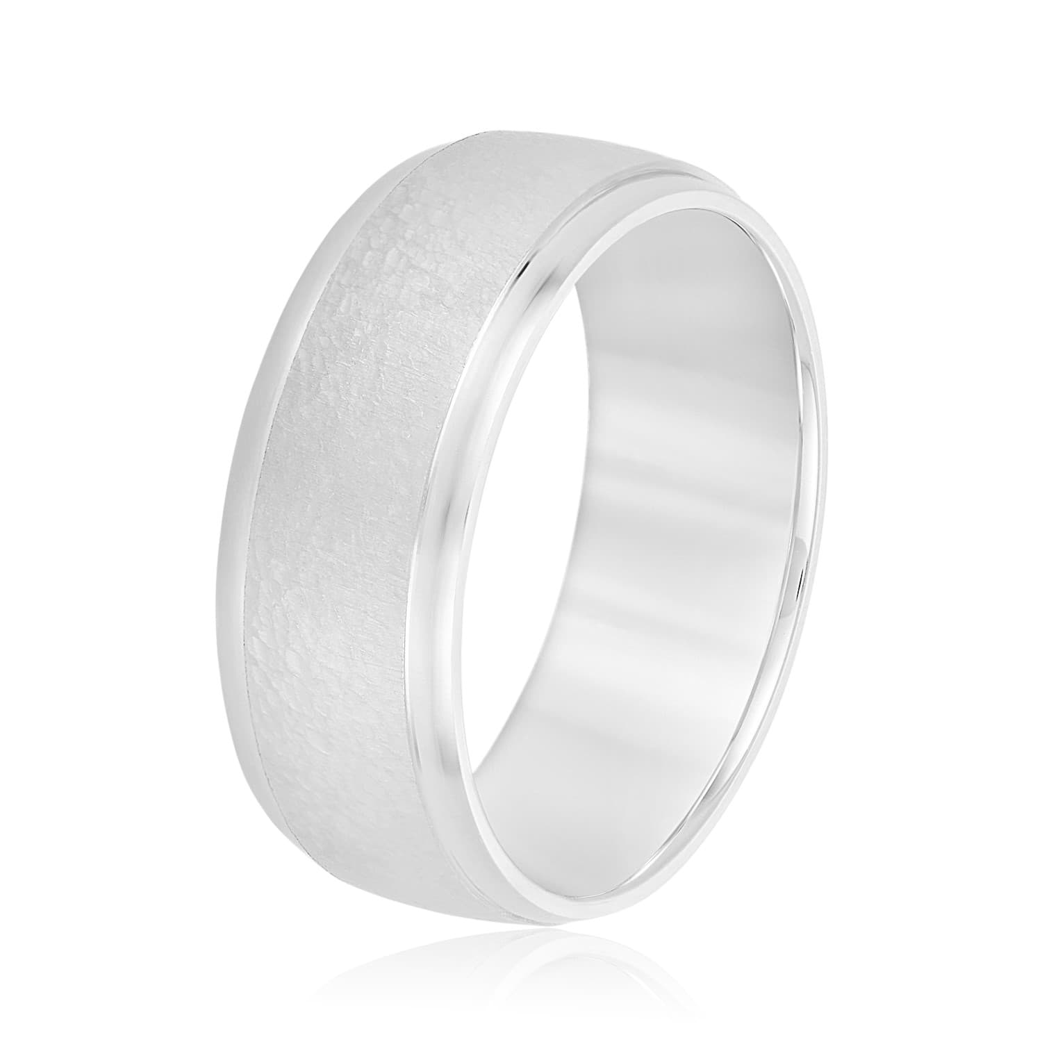 5mm Light Weight Men's Band, Side view in white gold or platinum