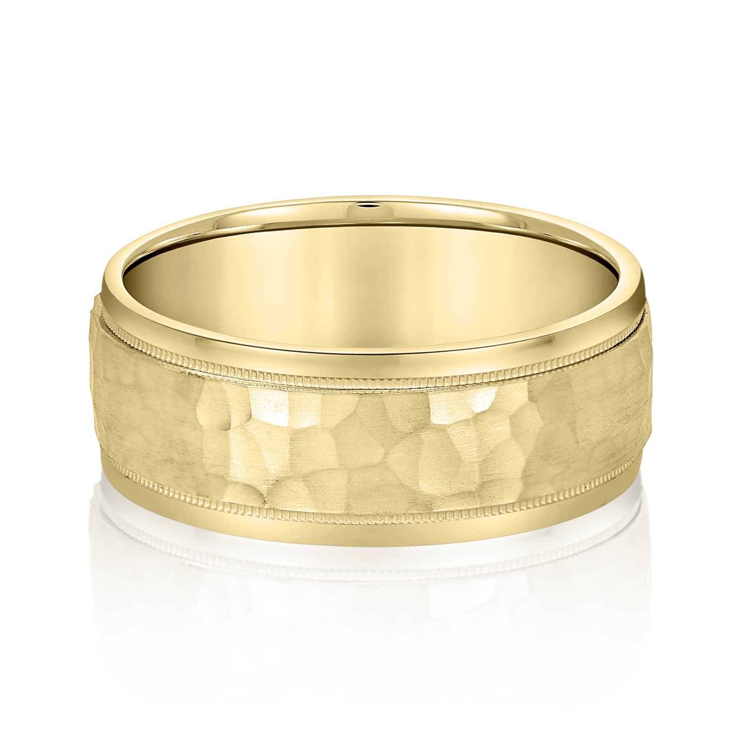 8mm Light Weight Men's Band, Front view in yellow gold