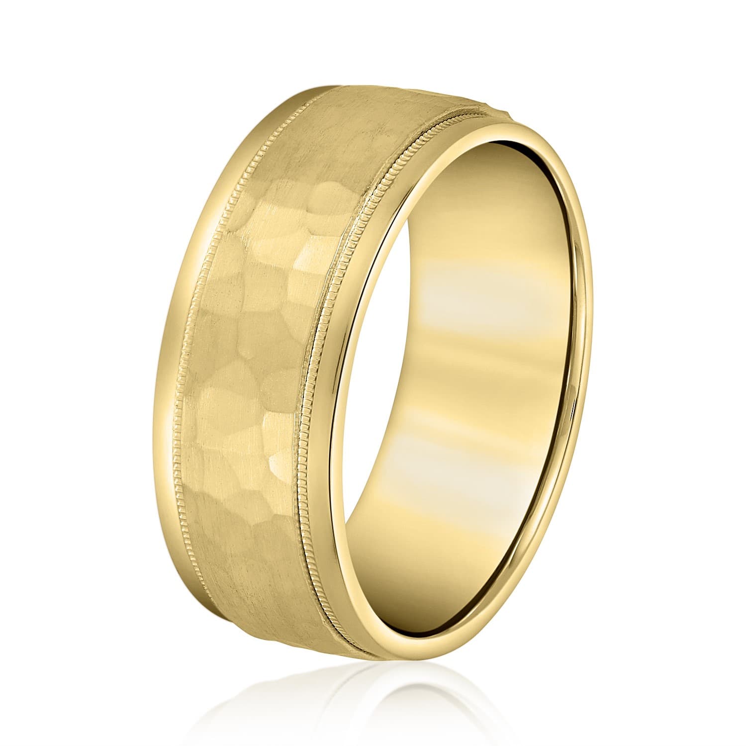 8mm Light Weight Men's Band, Side view in yellow gold