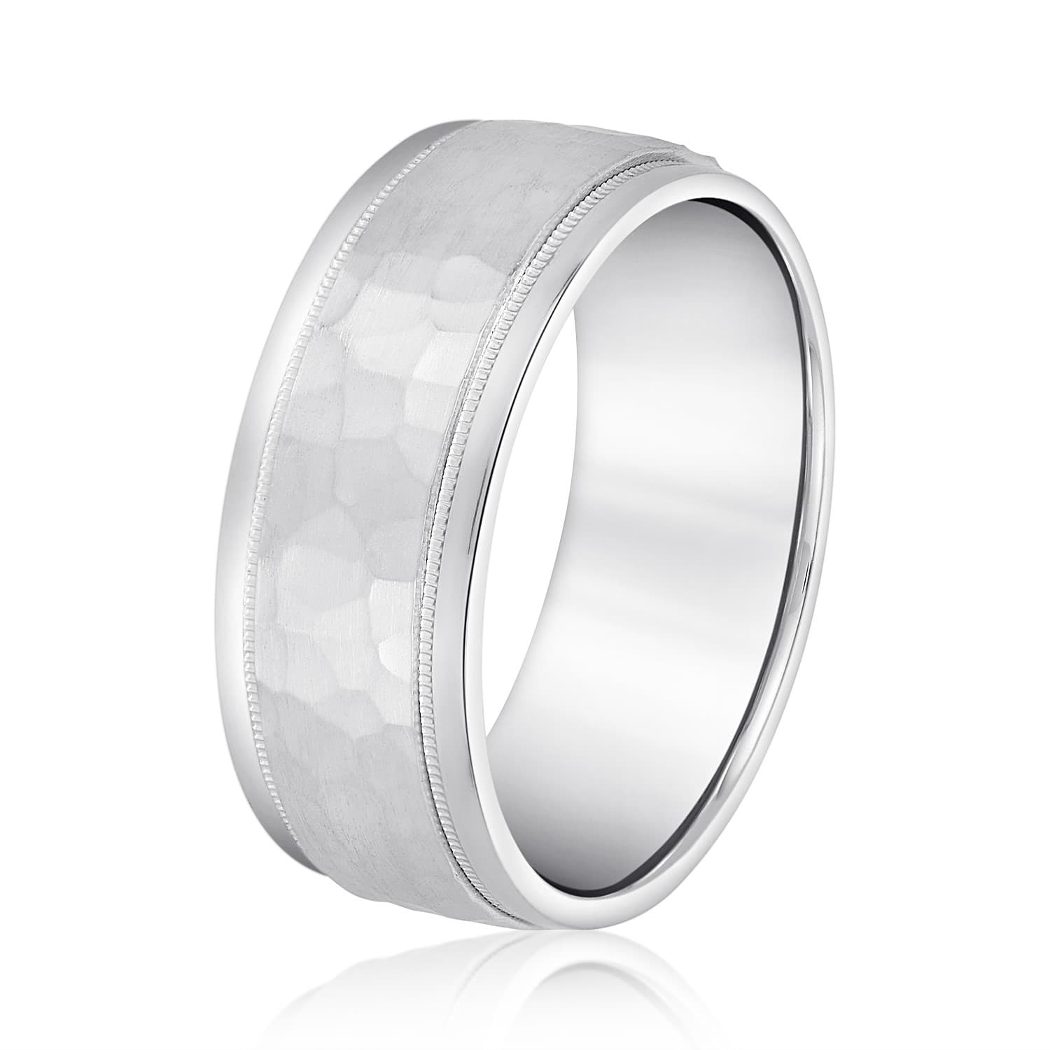 5mm Light Weight Men's Band, Side view in white gold or platinum