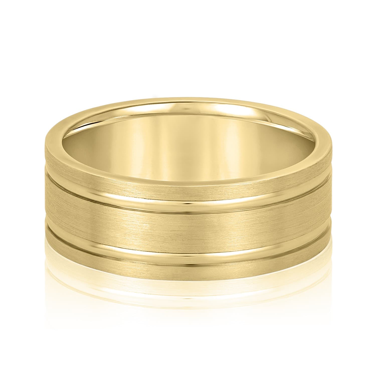 7mm Light Weight Men's Band, Front view in yellow gold