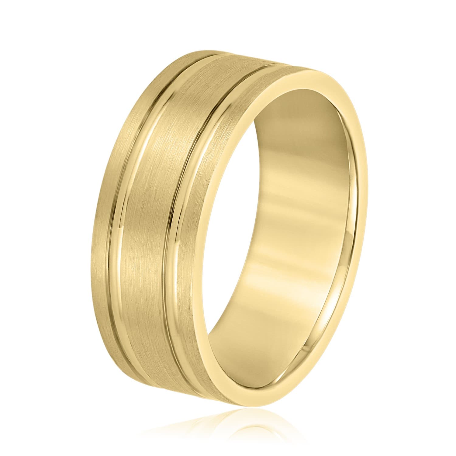 7mm Light Weight Men's Band, Side view in yellow gold