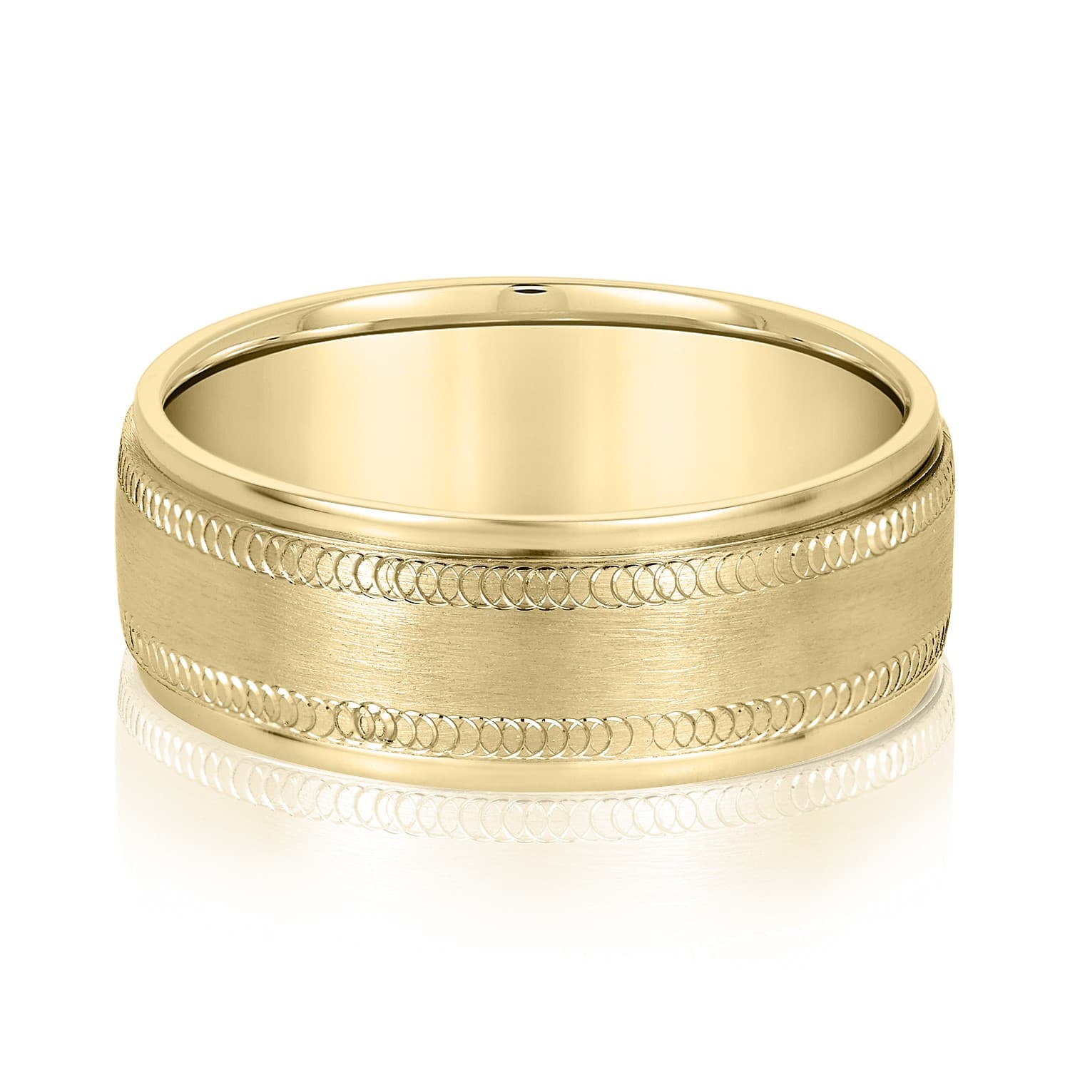 6mm Light Weight Men's Band, Front view in yellow gold