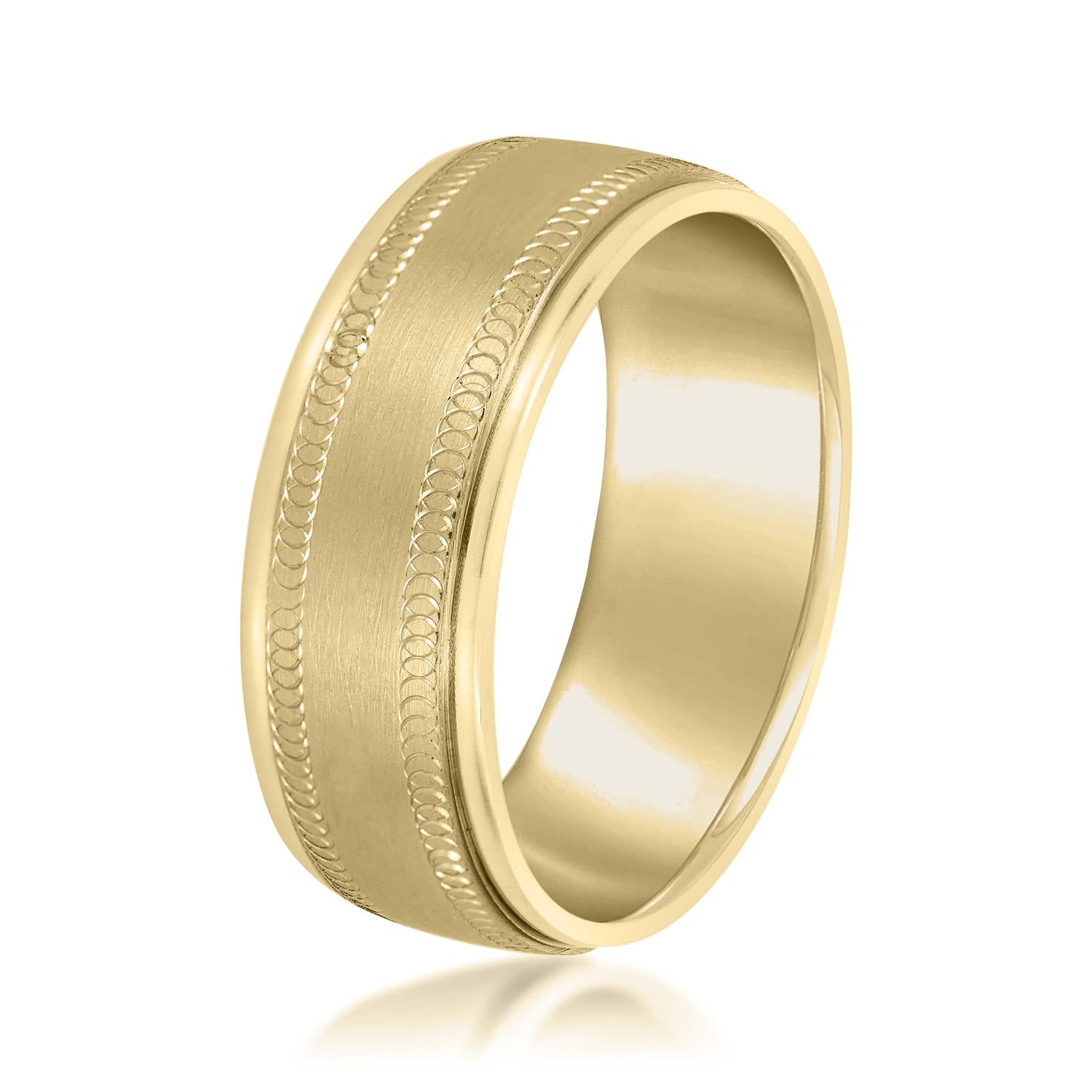 6mm Light Weight Men's Band, Side view in yellow gold