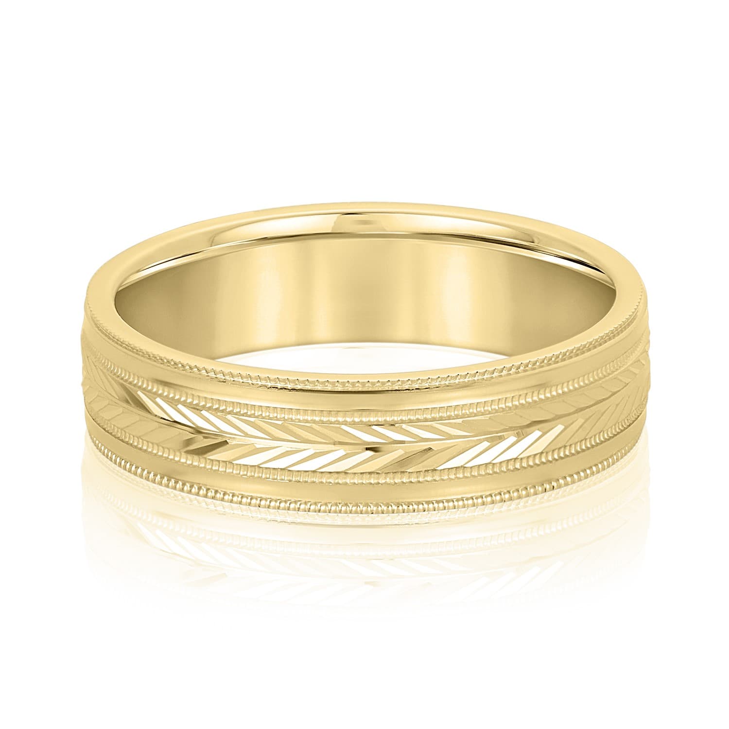 6mm Light Weight Men's Band, Front view in yellow gold