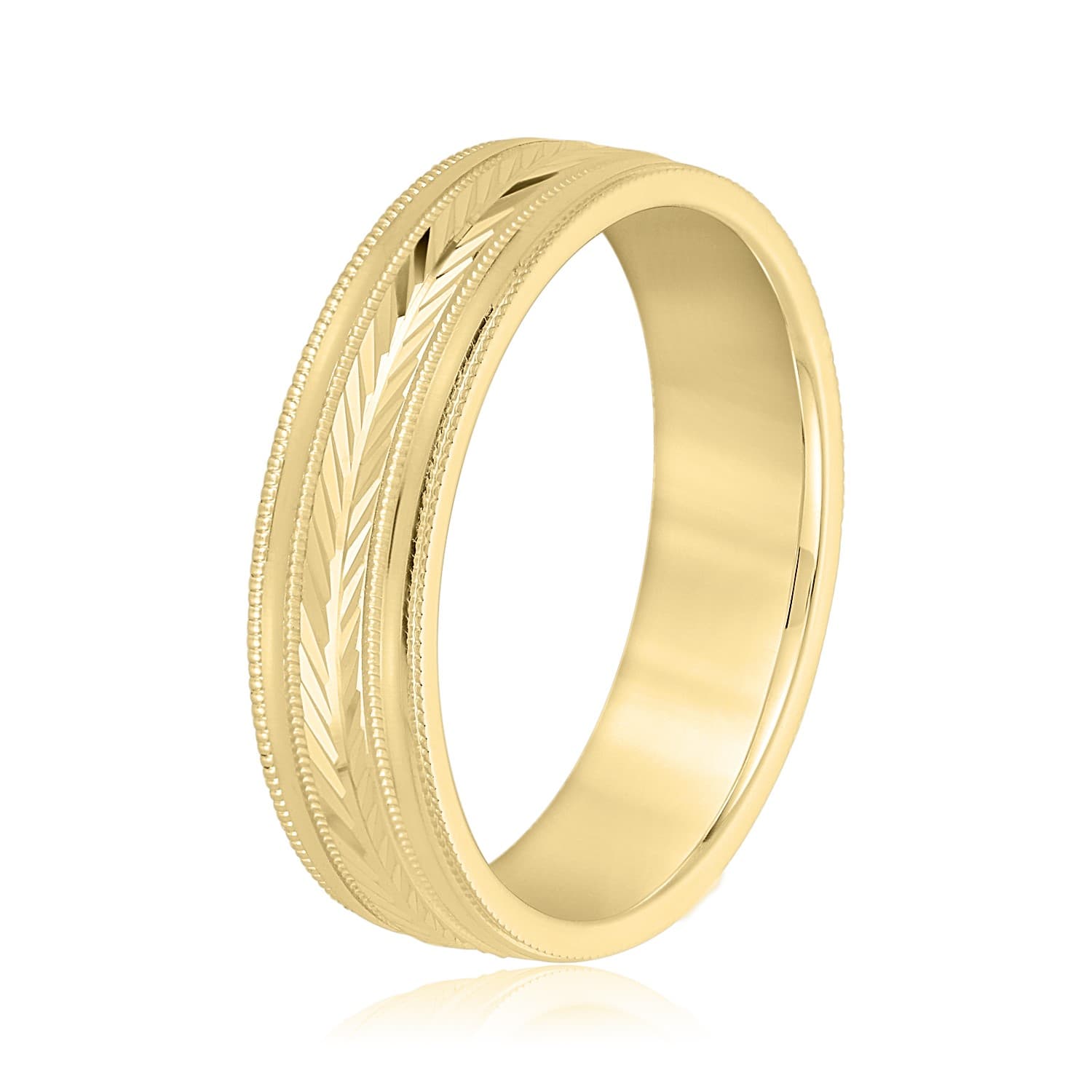 6mm Light Weight Men's Band, Side view in yellow gold