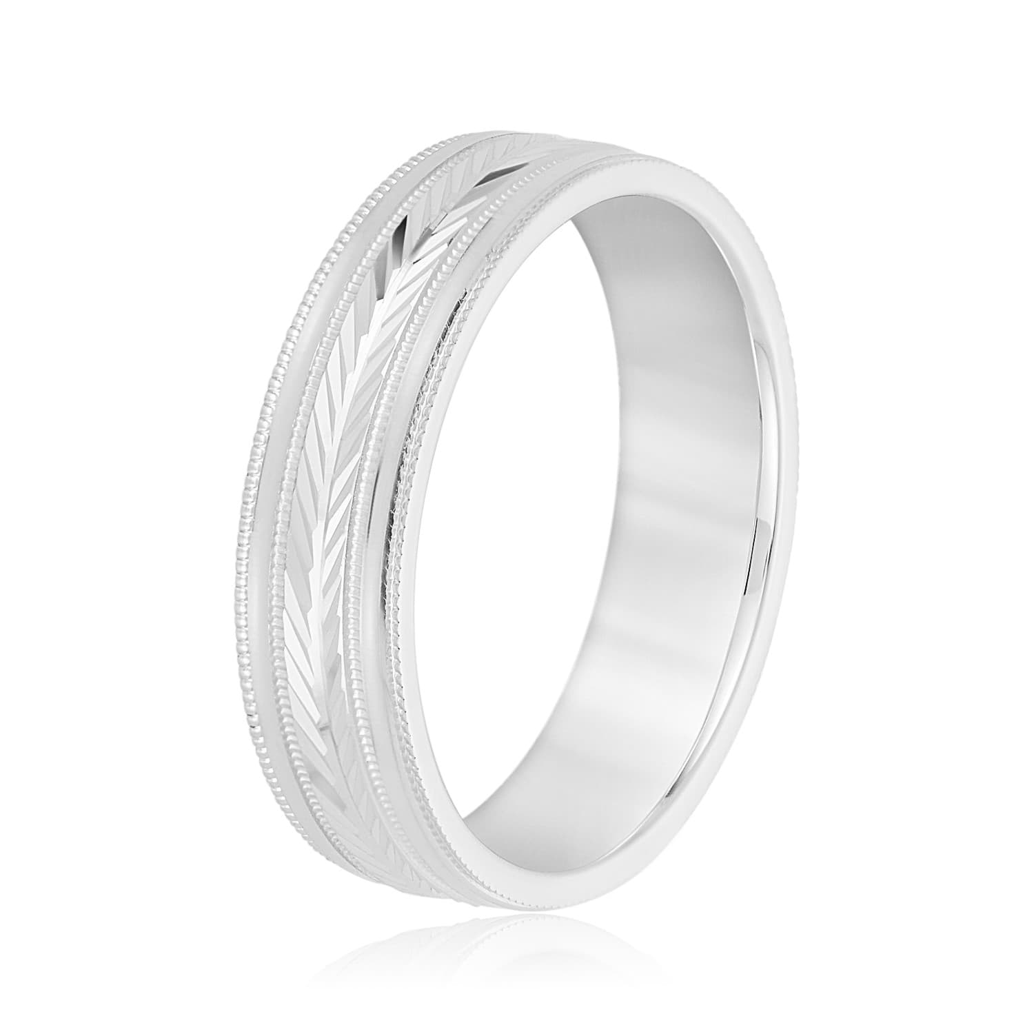 5mm Light Weight Men's Band, Side view in white gold or platinum