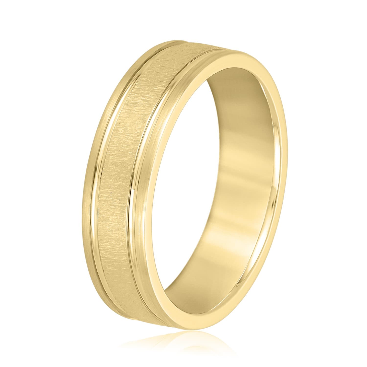 5mm Light Weight Men's Band, Side view in yellow gold
