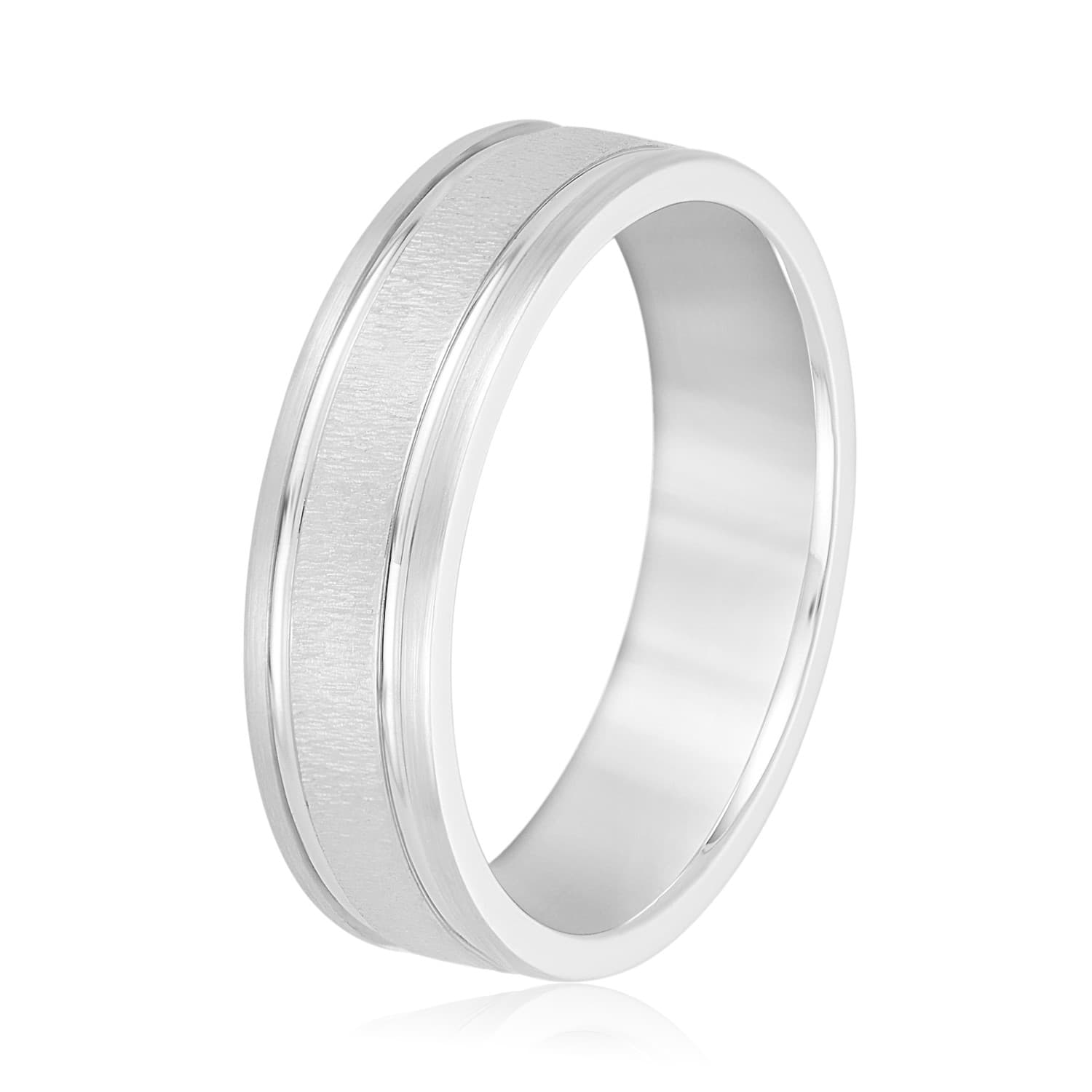 5mm Light Weight Men's Band, Side view in white gold or platinum