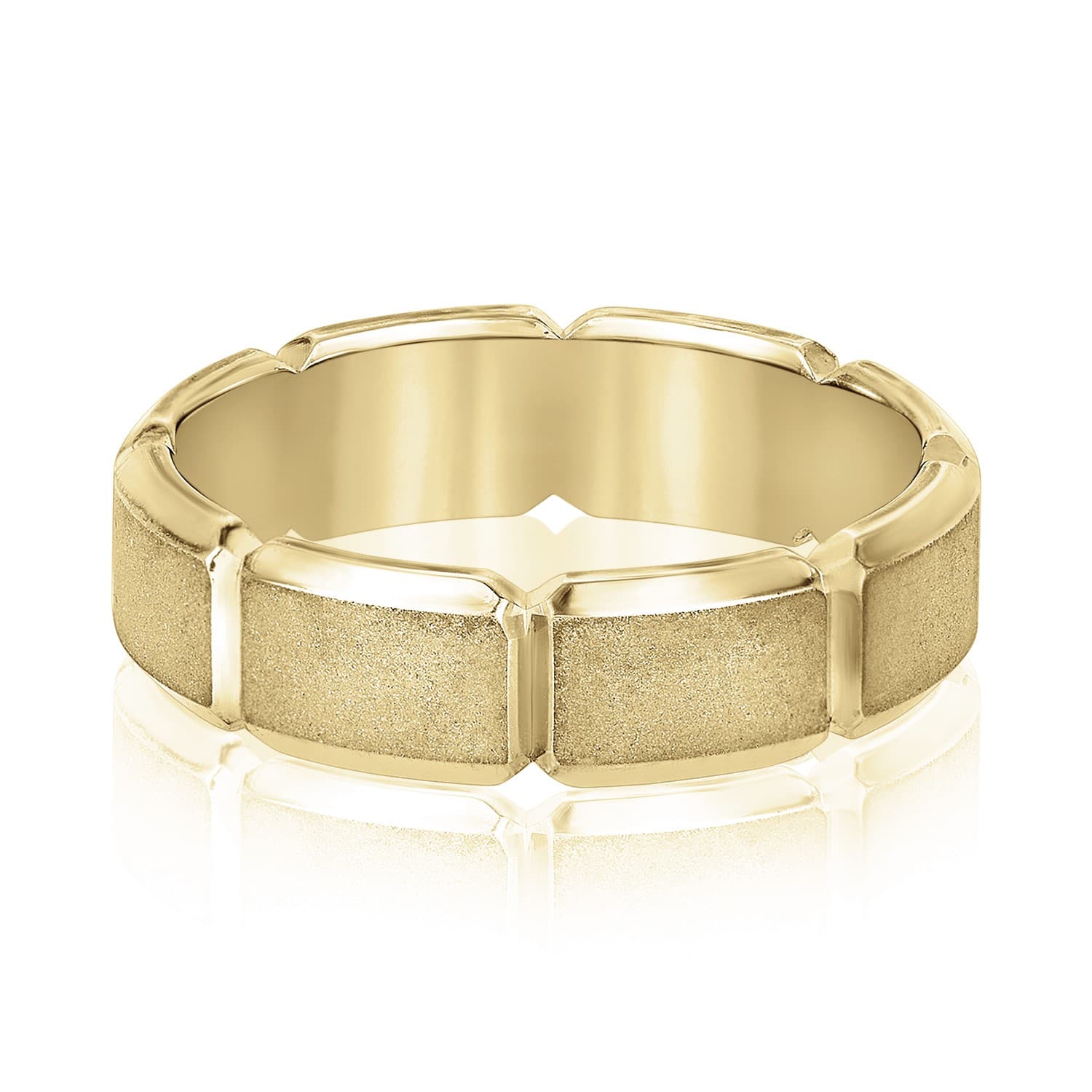 7mm Light Weight Men's Band, Front view in yellow gold