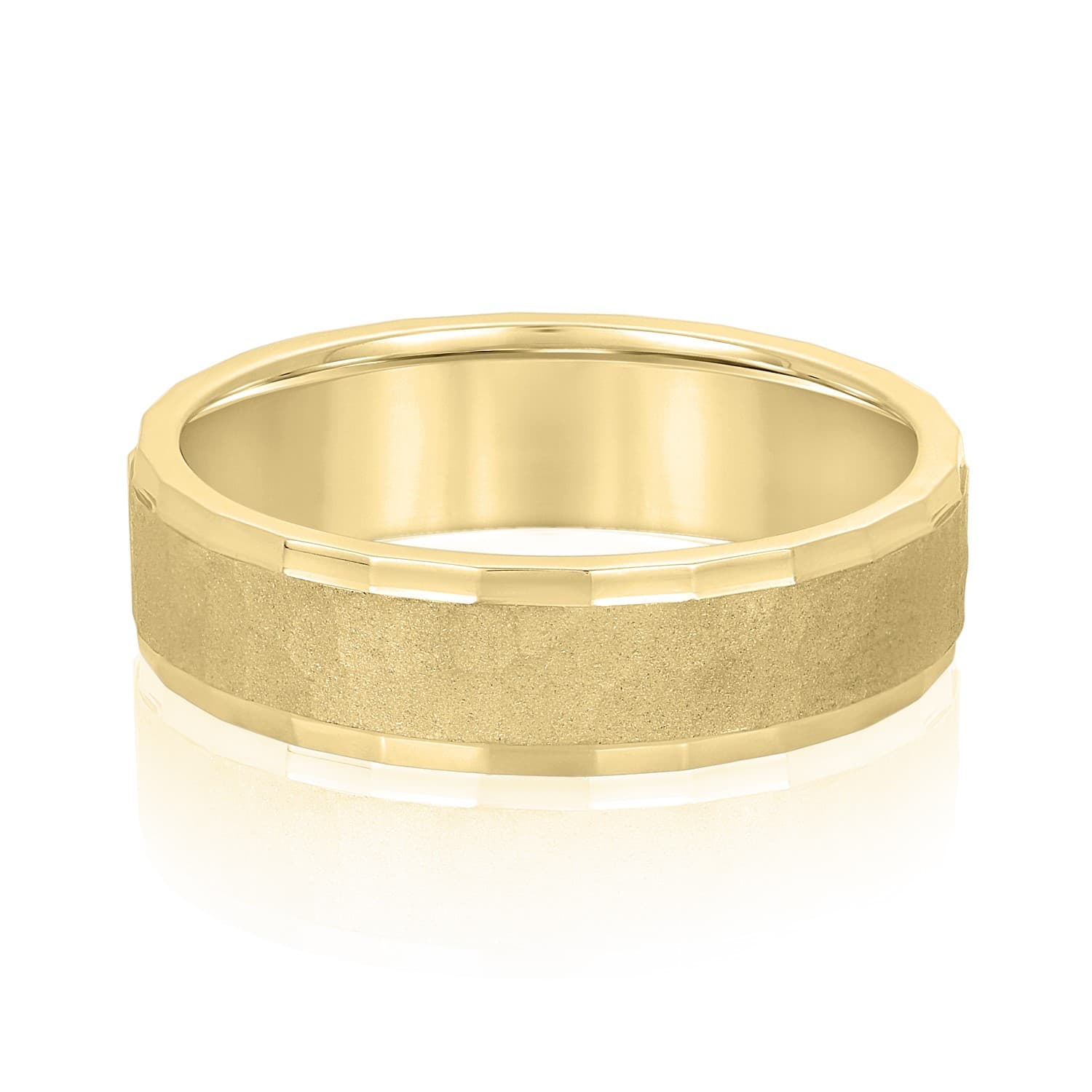 6mm Light Weight Men's Band, Front view in yellow gold