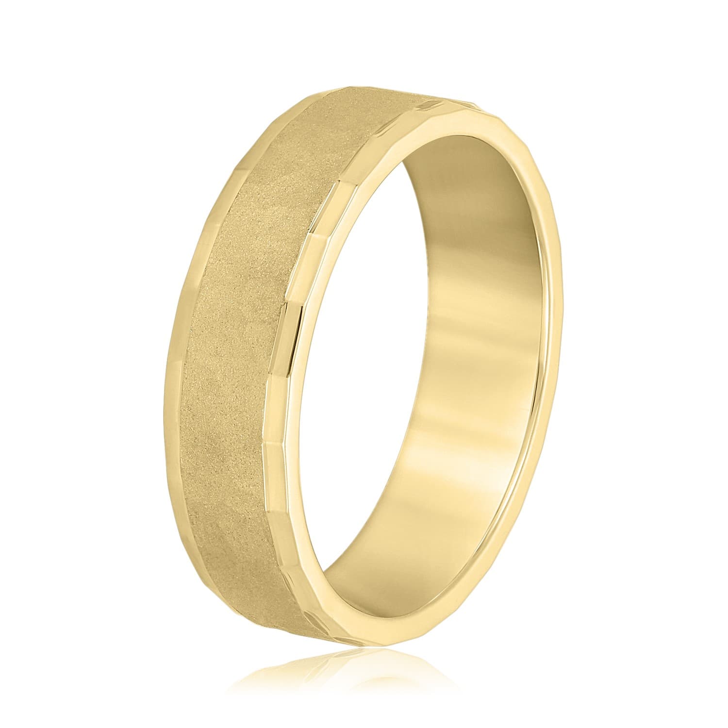 6mm Light Weight Men's Band, Side view in yellow gold