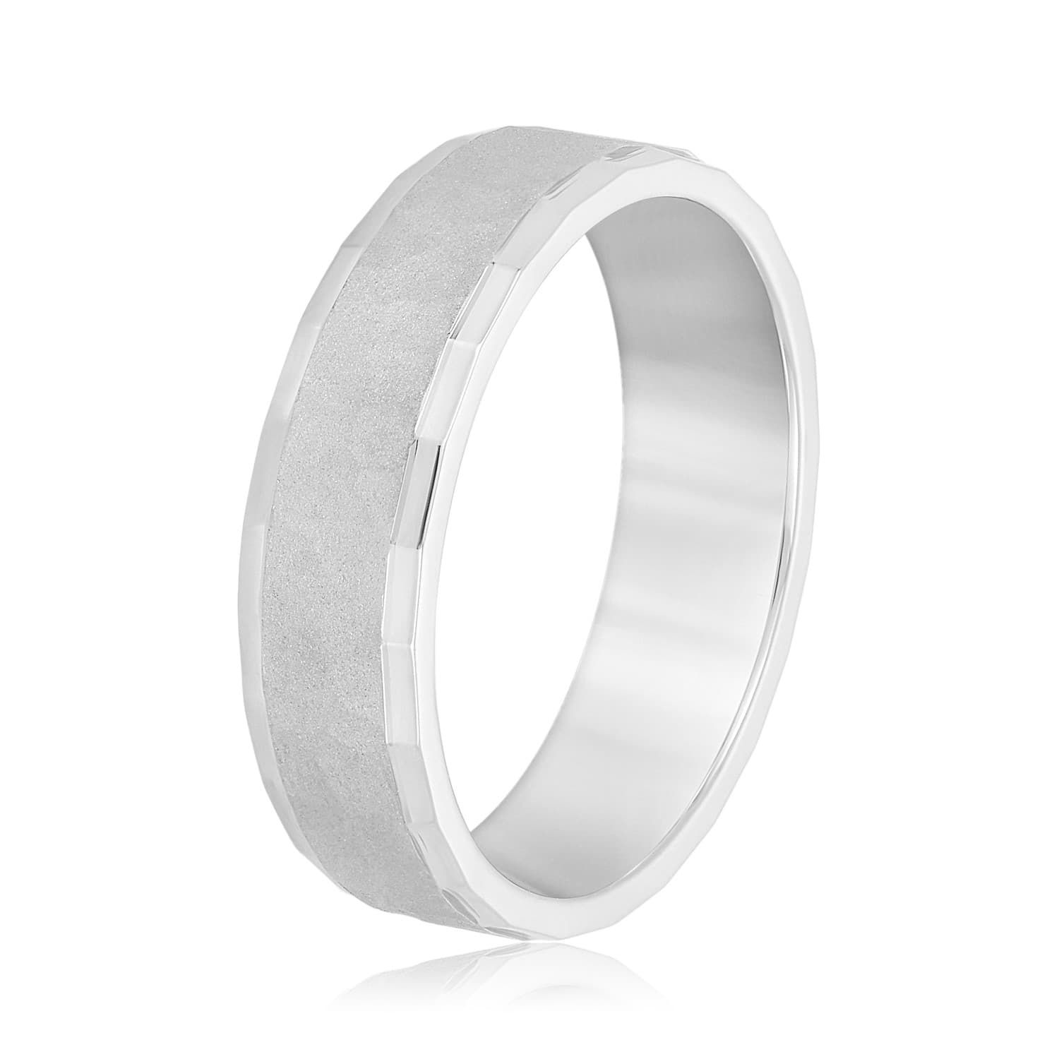 8mm Light Weight Men's Band, Side view in white gold or platinum